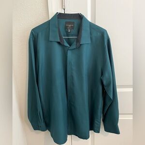 Men’s 2XL Calabrum Teal Dark Green Long Sleeve Shirt 👔